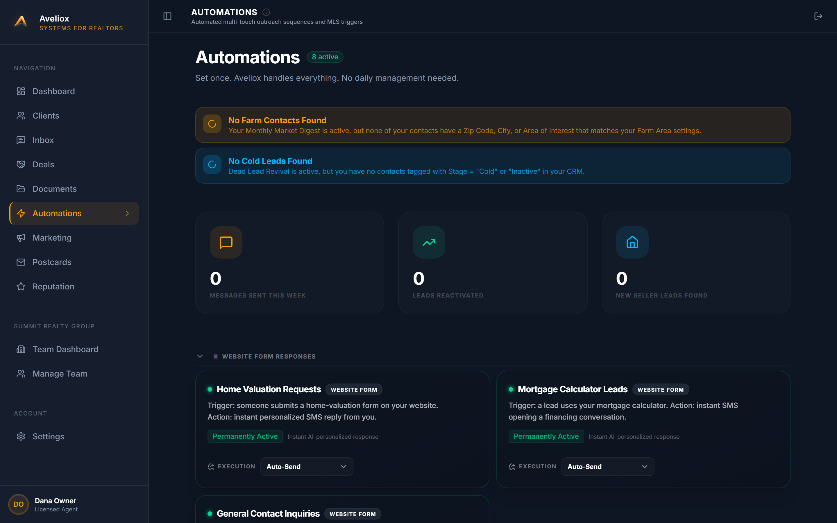 Automation builder — multi-channel sequences across SMS, email and postcards