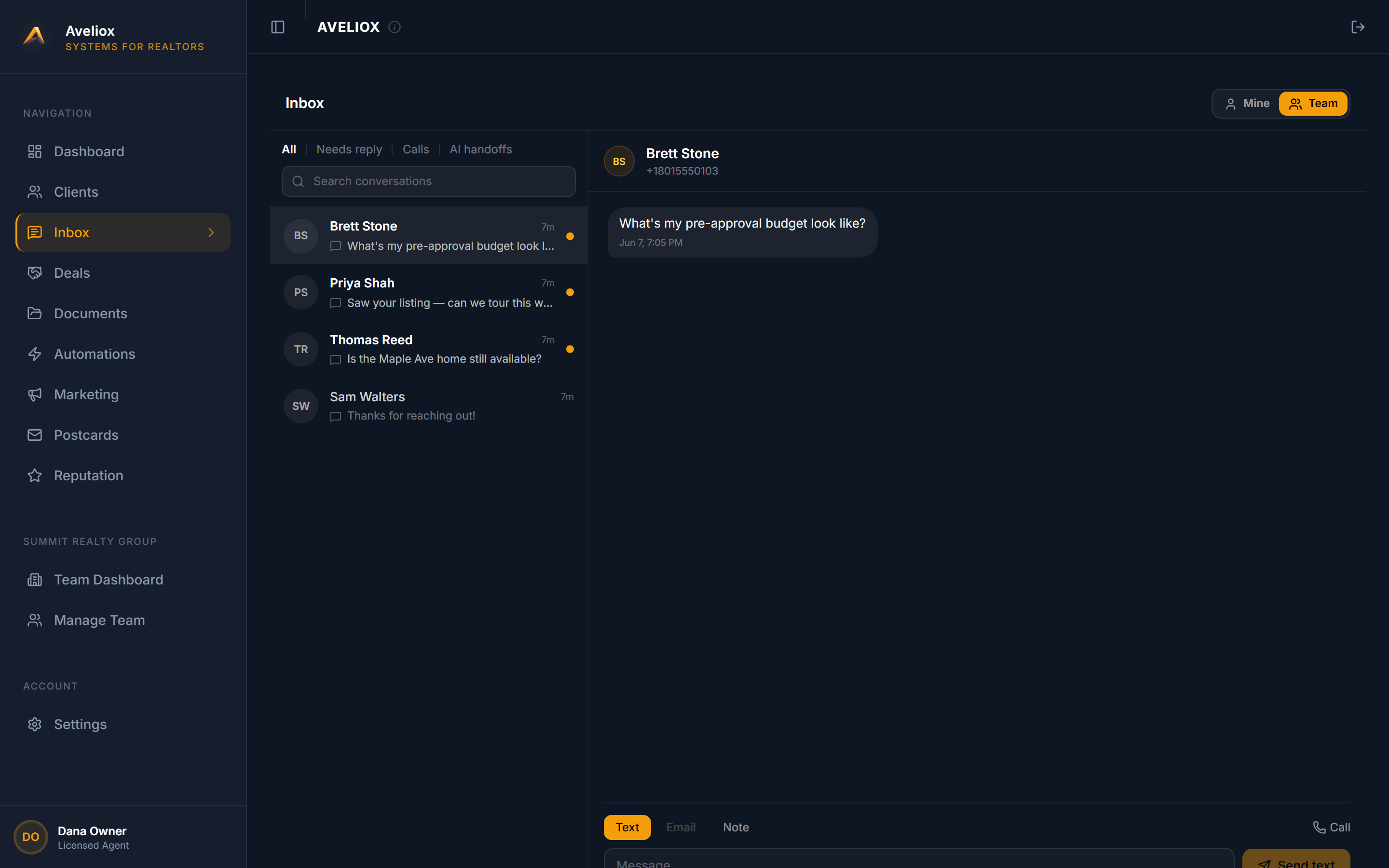 Unified inbox — AI-assisted conversations with every lead